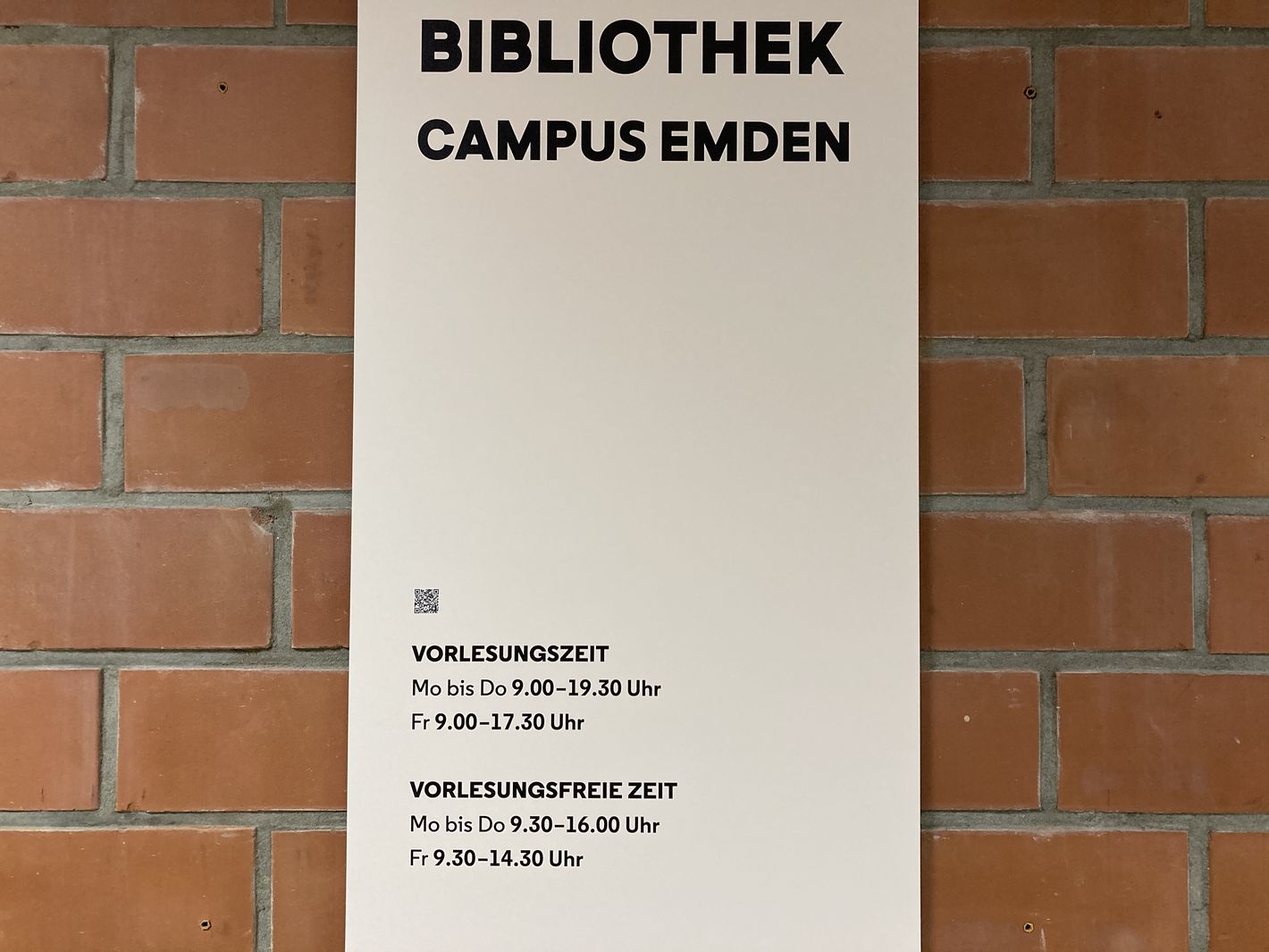 Öffnungszeiten der Bibliothek Emden