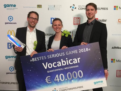 (v.l.): Hendrik Rump, Geschäftsführer Quantumfrog GmbH, Alena Langhans, Westermann Verlag, Andreas Schnepper, Quantumfrog GmbH. (v.l.): Hendrik Rump, Geschäftsführer Quantumfrog GmbH, Alena Langhans, Westermann Verlag, Andreas Schnepper, Quantumfrog GmbH.